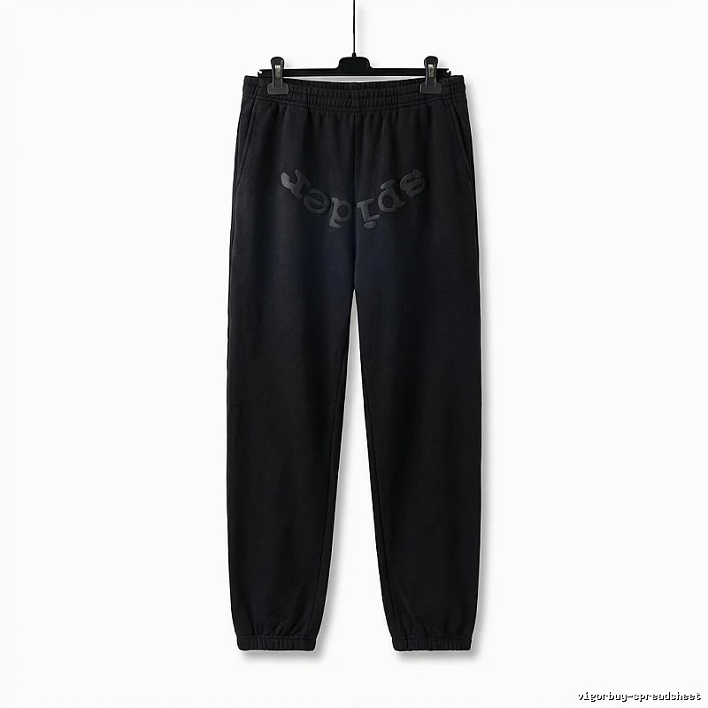 Sp5der Letter Trendy brand Black Sweatpants