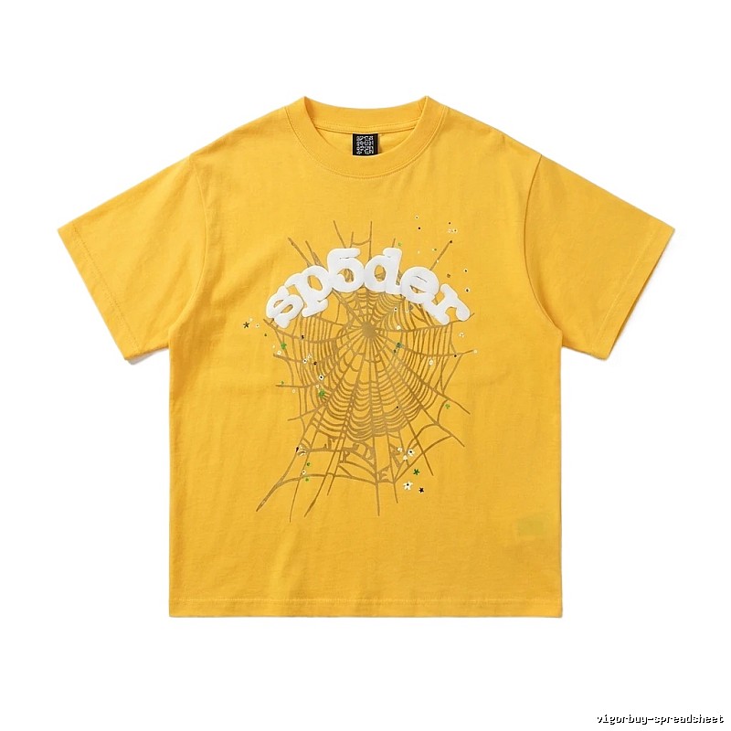 Sp5der Spider Web Trendy Cool Yellow T-shirt