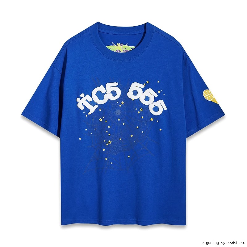 Sp5der Star Print Blue T-shirt