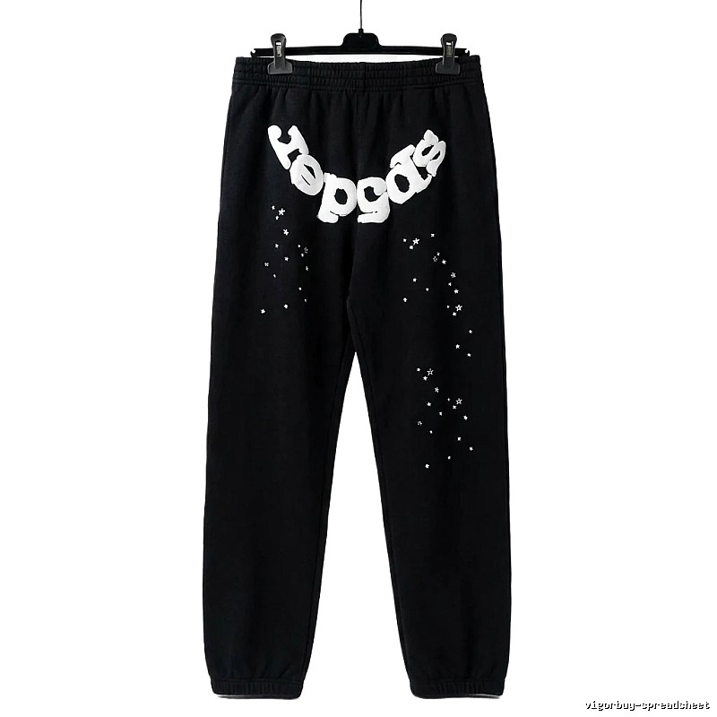 Sp5der Star Print Trendy and Cool Black Pants