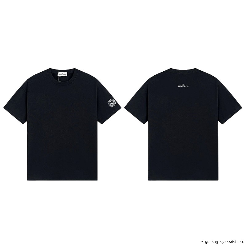 Stone Island Badge Techwear Style Black Short Sleeve T-Shirt