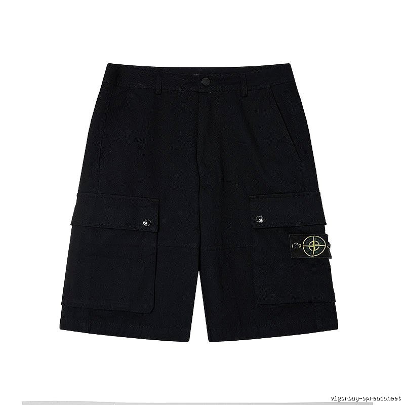 Stone Island Classic Compass Workwear Style Black Shorts
