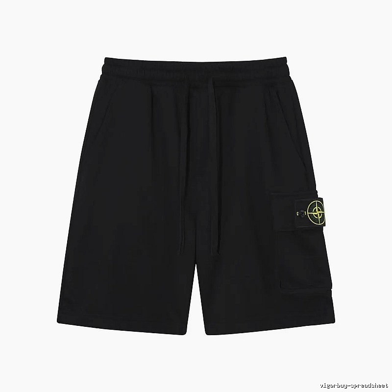 Stone Island Compass Logo Workwear Style Black Shorts