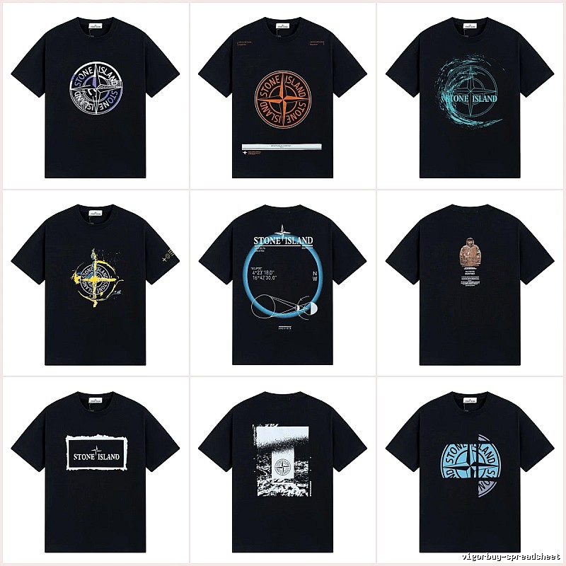 Stone Island Compass Print Street Style Black T-Shirt