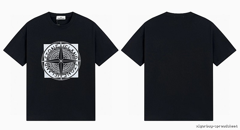 Stone Island Compass Print Street Style Black T-Shirt
