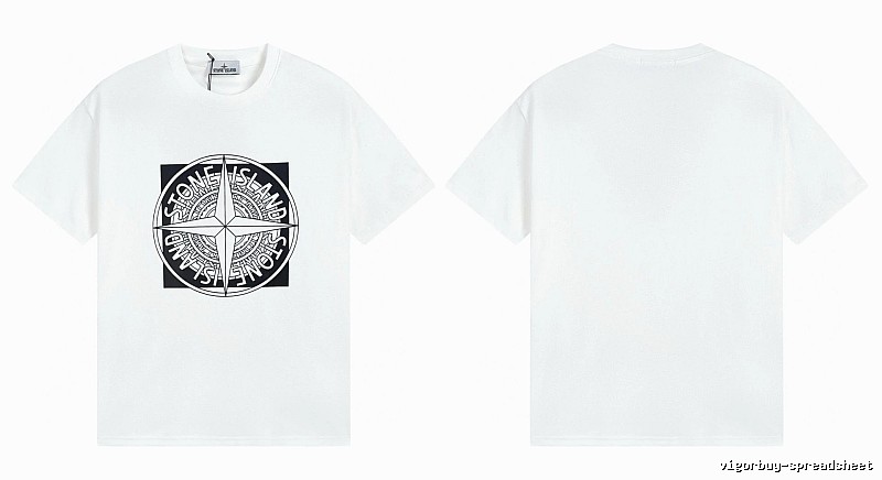 Stone Island Compass Print Street Style White T-Shirt