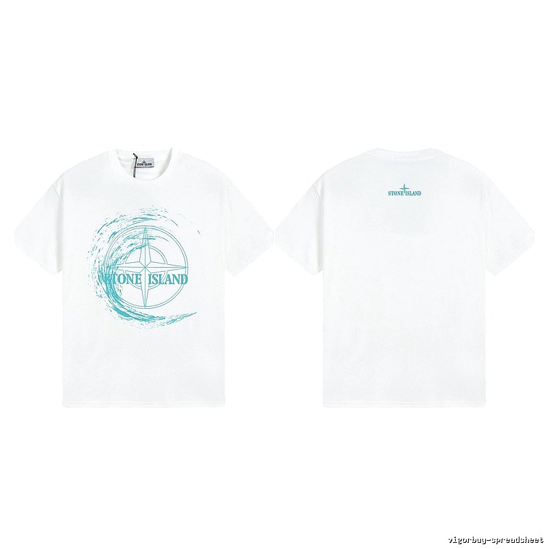 Stone Island Compass Print Street Style White T-Shirt