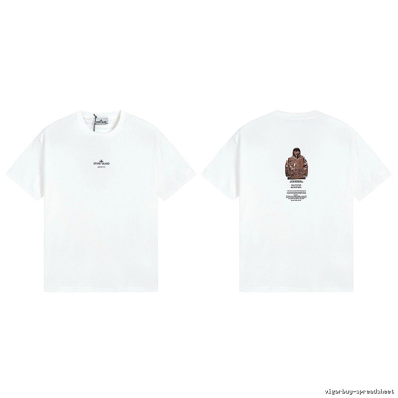 Stone Island Printed Functional Style White Short Sleeve T-shirt