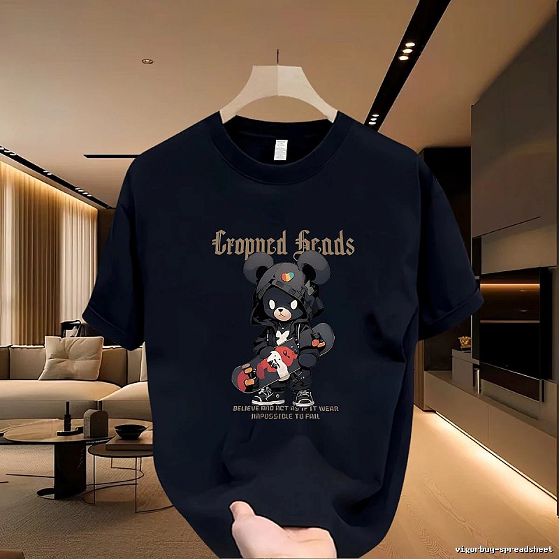Streetwear Brand Bearbrick Skateboarding Street Style Navy Blue T-Shirt