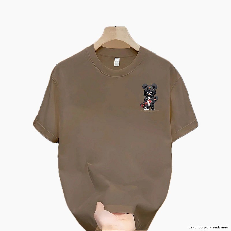 Streetwear Brand Gloomy Bear Printed Street-style Khaki T-shirt