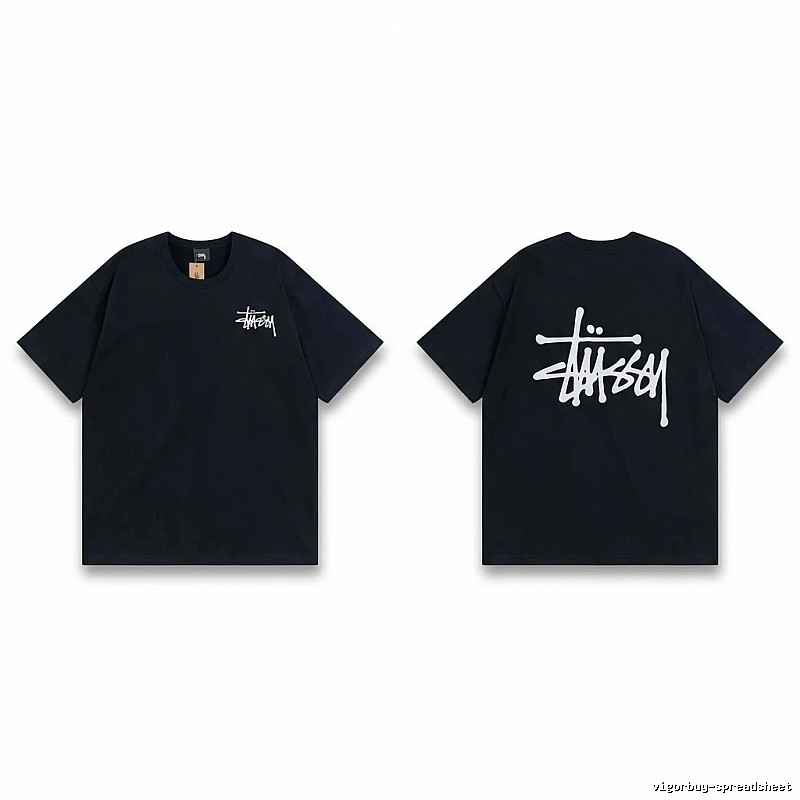 Stussy basic style simple black T-shirt