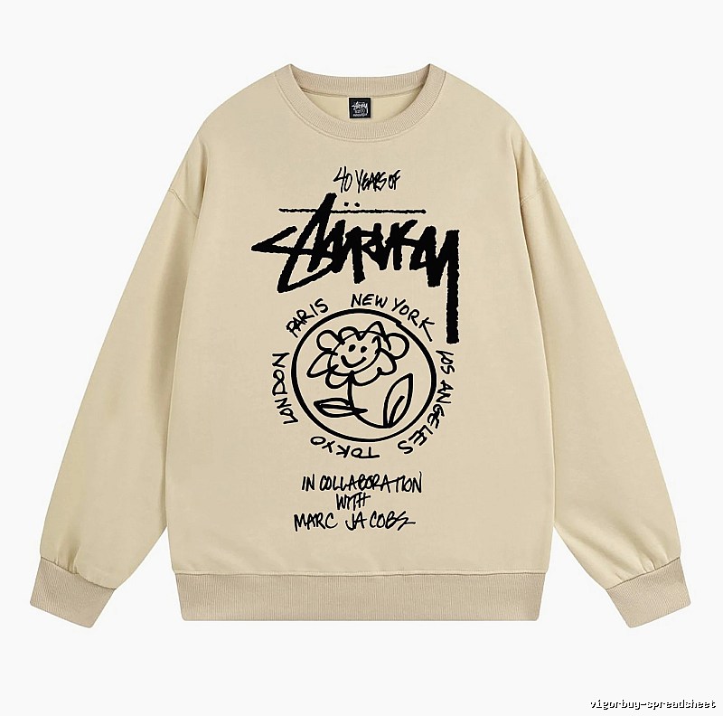 Stussy Beige Style 539 Graphic SweatShirt Travel Pack