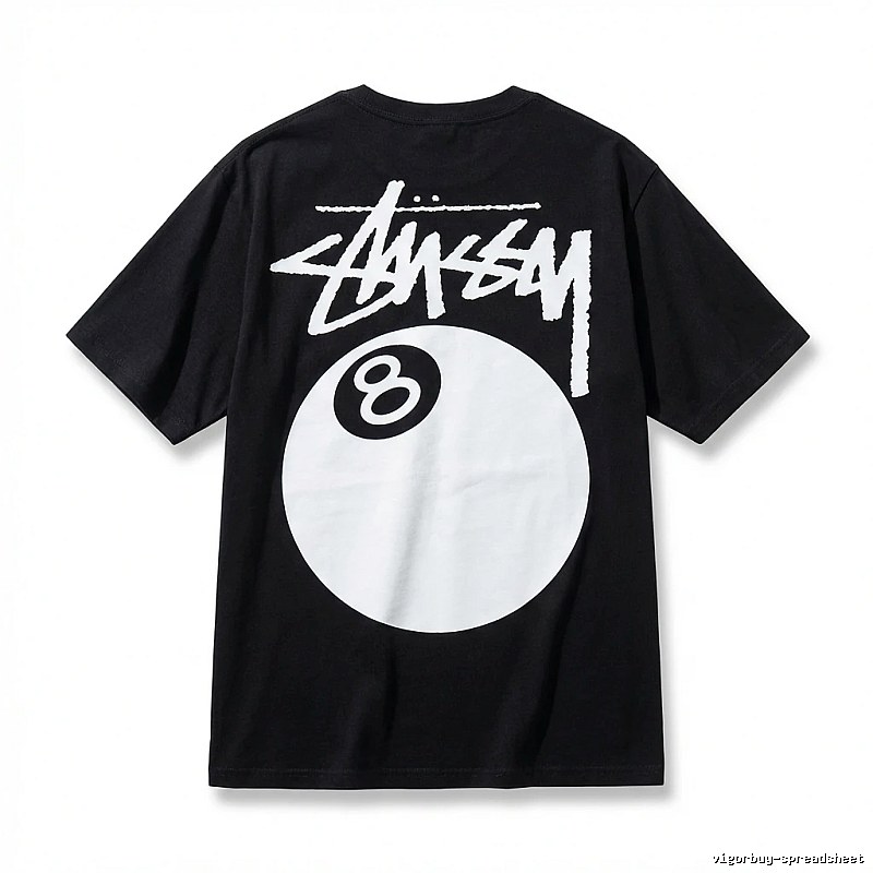 Stussy billiards-style black T-shirt