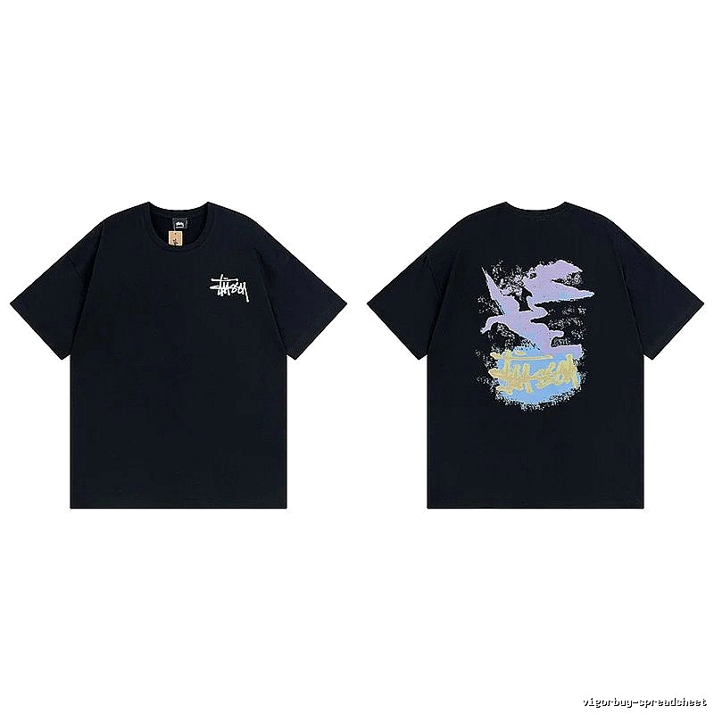 Stussy Black Spider Graphic T-Shirt Training Look Logo