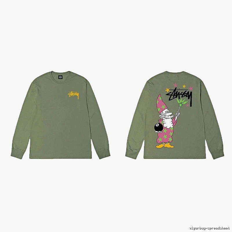 Stussy Cartoon Fun Style Olive Green Sweatshirt