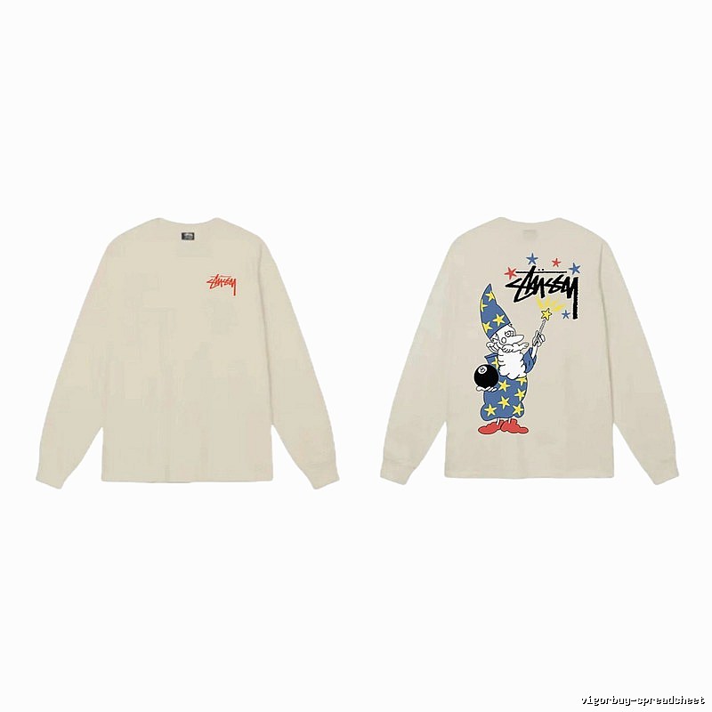 Stussy cartoon print beige long-sleeve