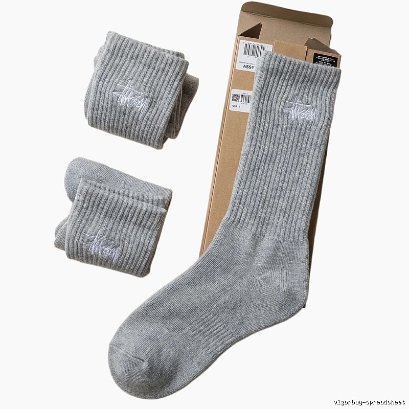 Stussy classic gray knee-high socks