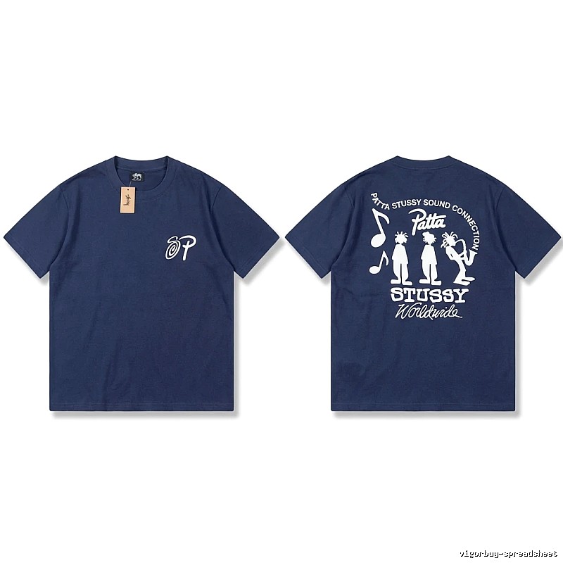 Stussy Co-branded Hip-hop Style Navy Blue T-shirt