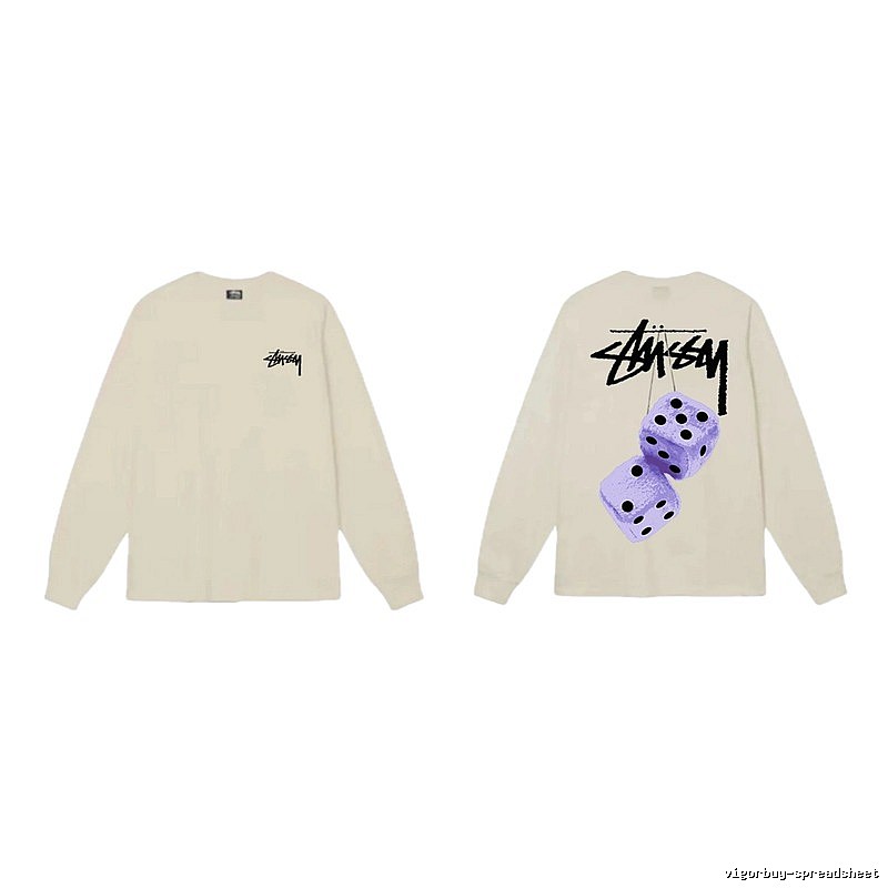Stussy Dice Print Off-white Long-sleeve Shirt