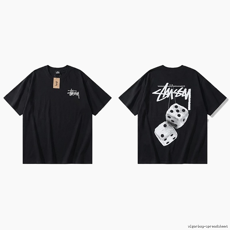 Stussy Dice Trendy and Cool Style Black T-shirt