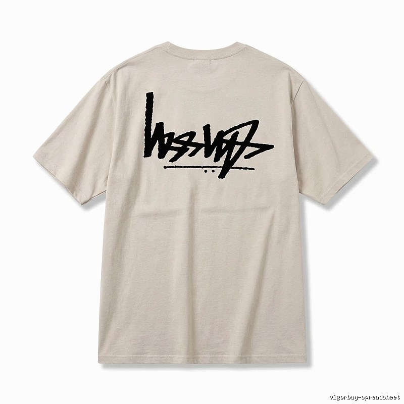 Stussy graffiti-style light gray T-shirt
