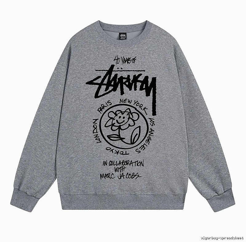 Stussy Gray Style 539 Graphic SweatShirt Minimal Look