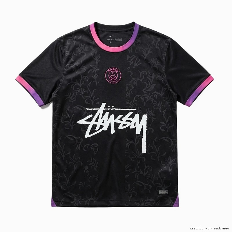 Stussy Paris Co-branded Style Black T-shirt