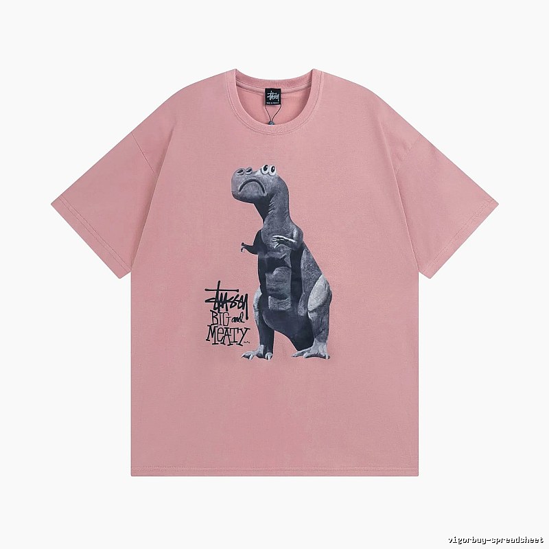 Stussy Pink Spider Graphic T-Shirt Easy Pairing Logo