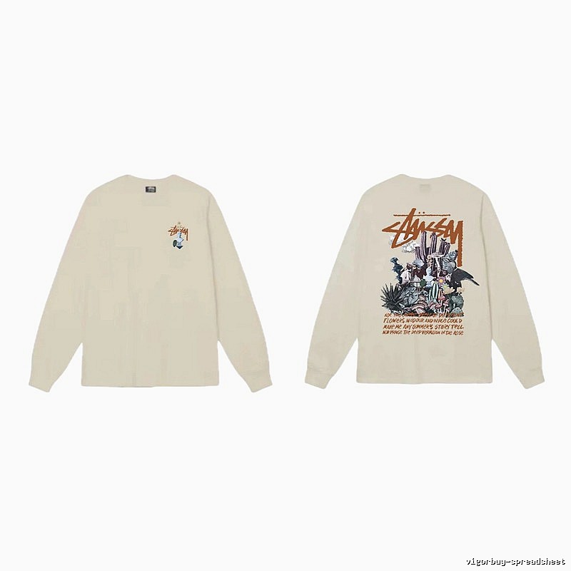 Stussy Print Retro Style Long-Sleeve (Off-White)