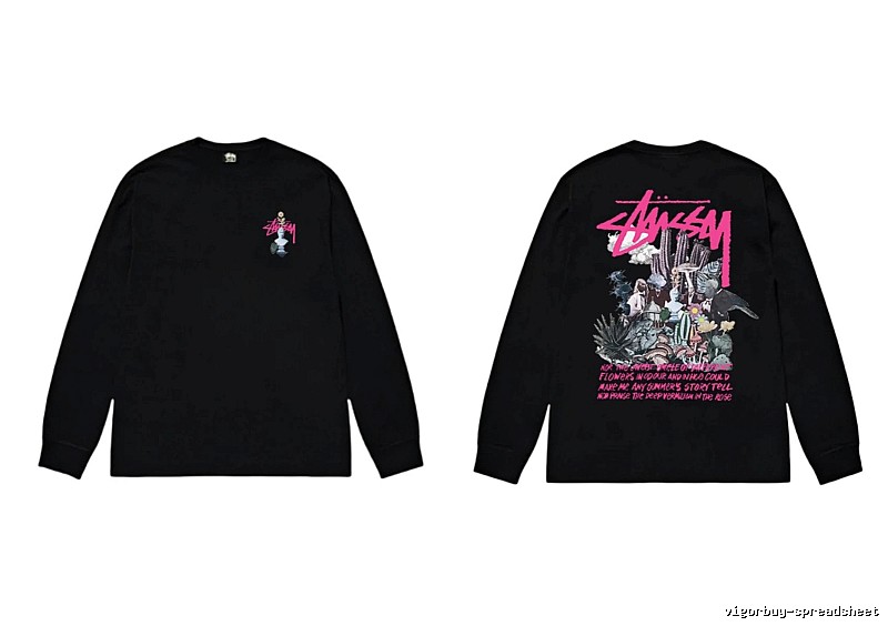 Stussy-printed trendy black T-shirt