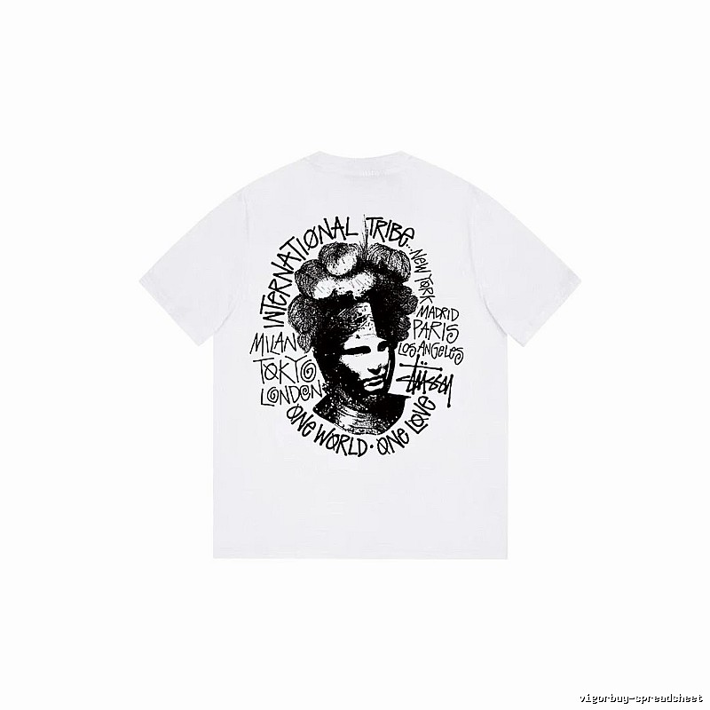 Stussy Summer Graphic T-shirt Black White Stussy with Bold Graphic