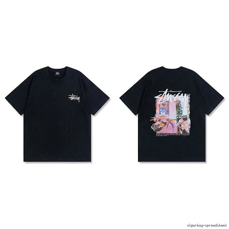 Stussy trendy style black T-shirt