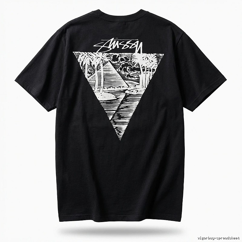 Stussy triangle print style black T-shirt