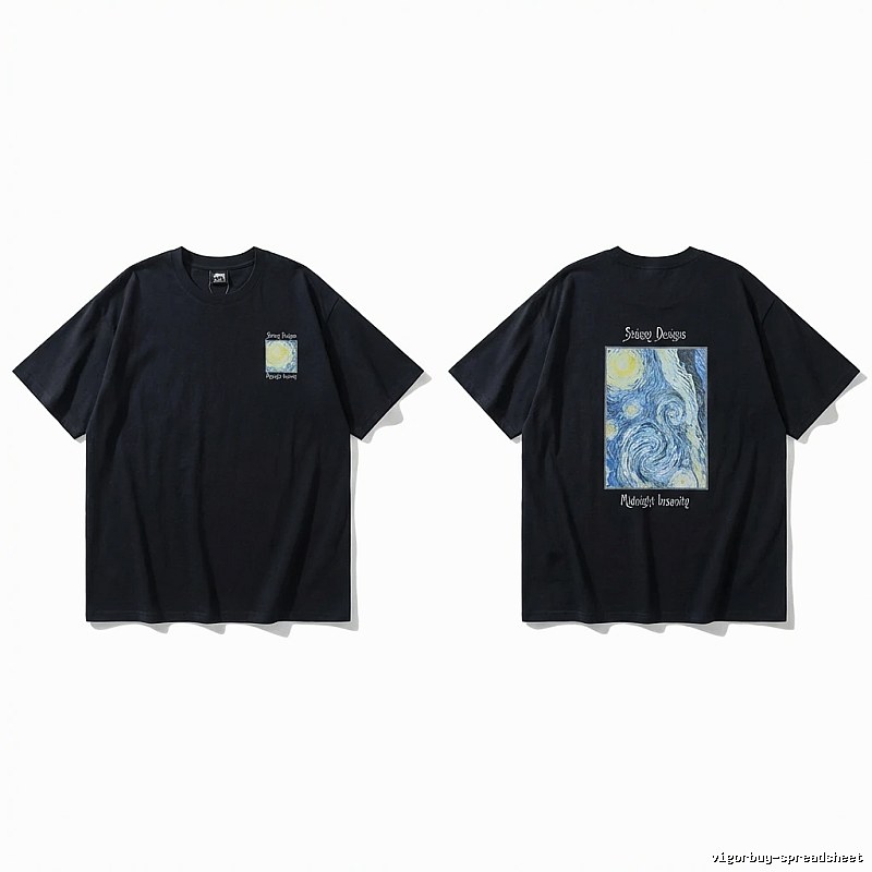 Stussy Van Gogh series dark style T-shirt