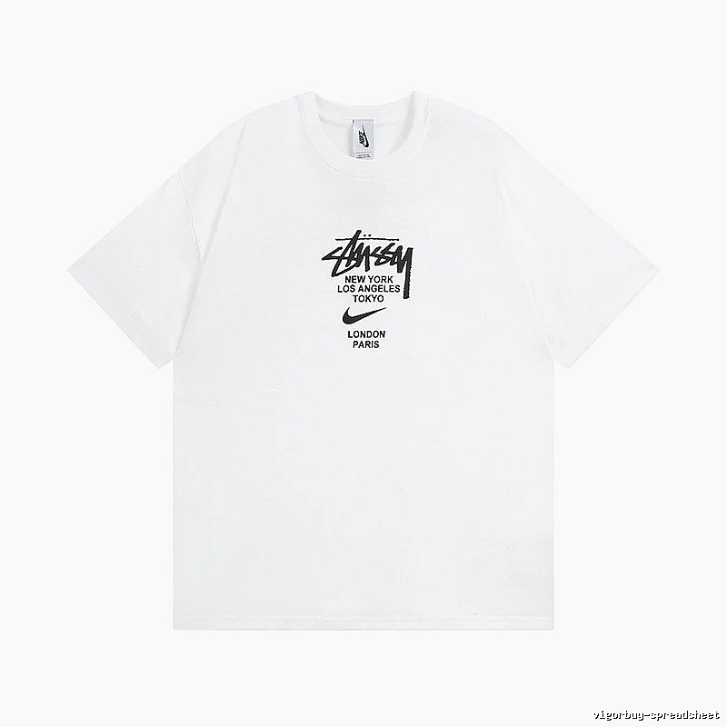 Stussy White Spider Graphic T-Shirt Airport Outfit Logo