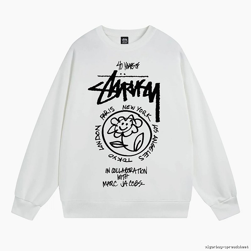 Stussy White Style 539 Graphic SweatShirt Airport Outfit