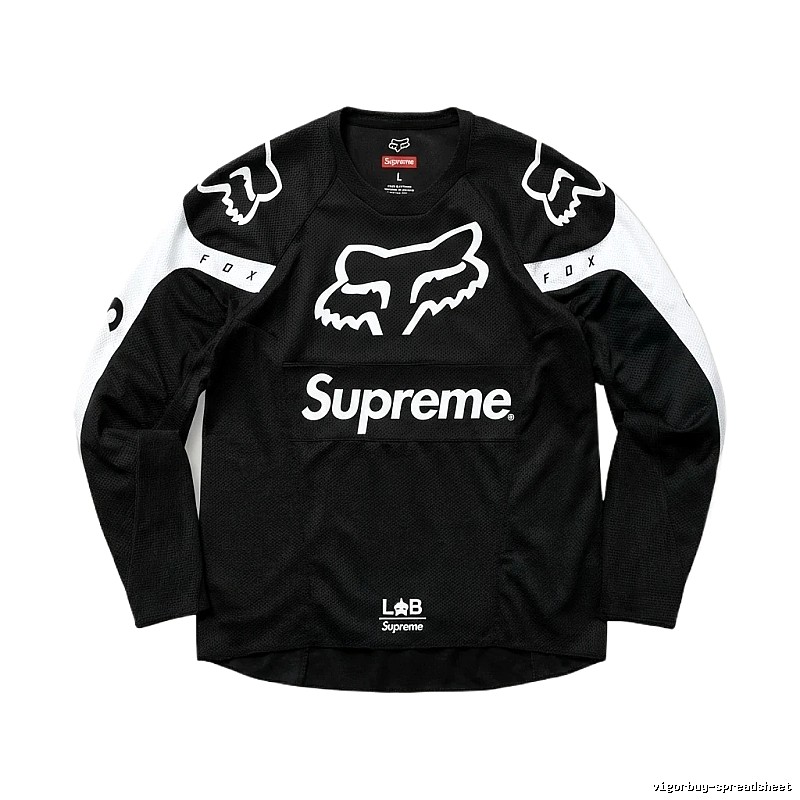 Supreme black and white trendy long-sleeved shirt