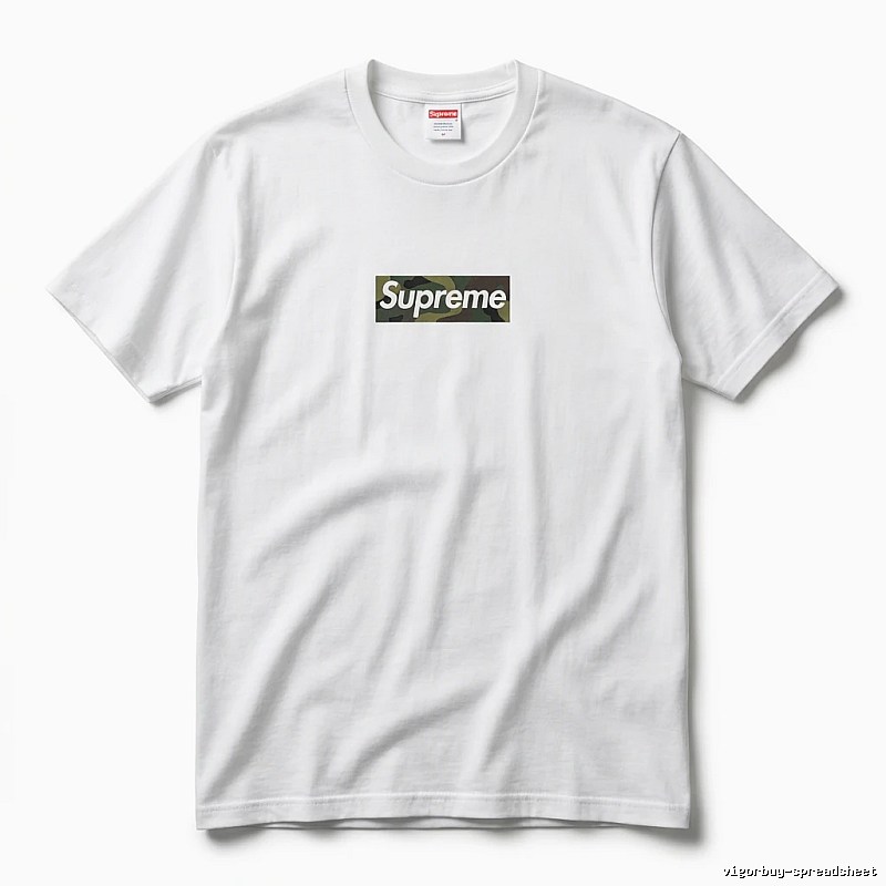 Supreme camouflage-style white T-shirt