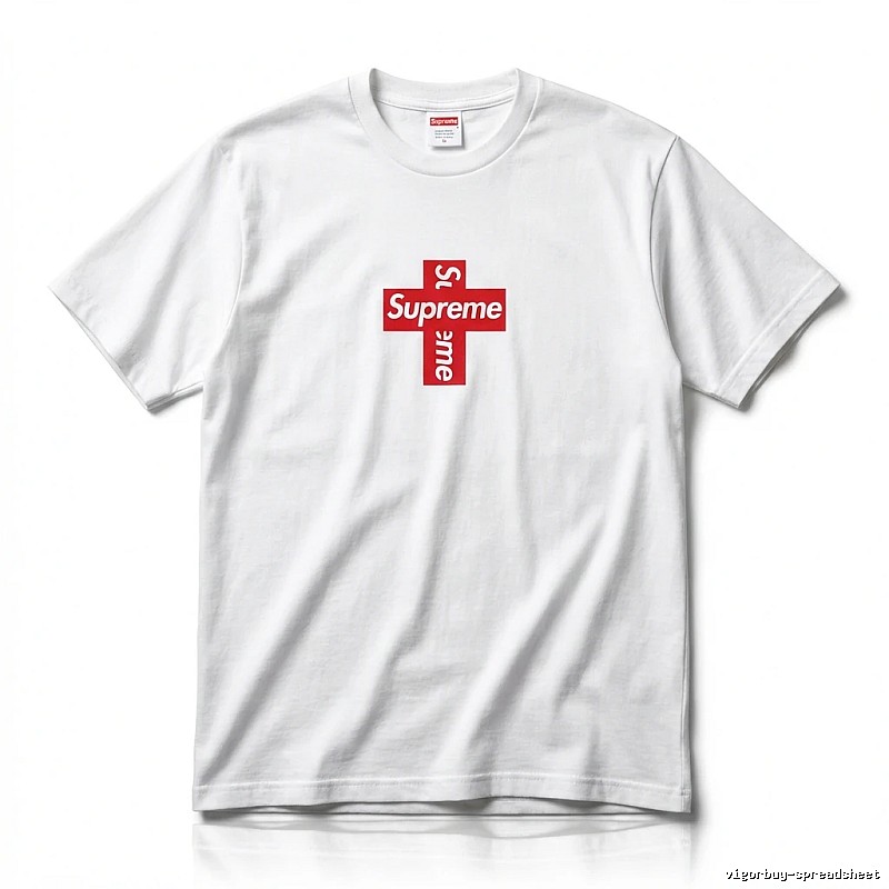 Supreme Cross Trend Brand White T-shirt