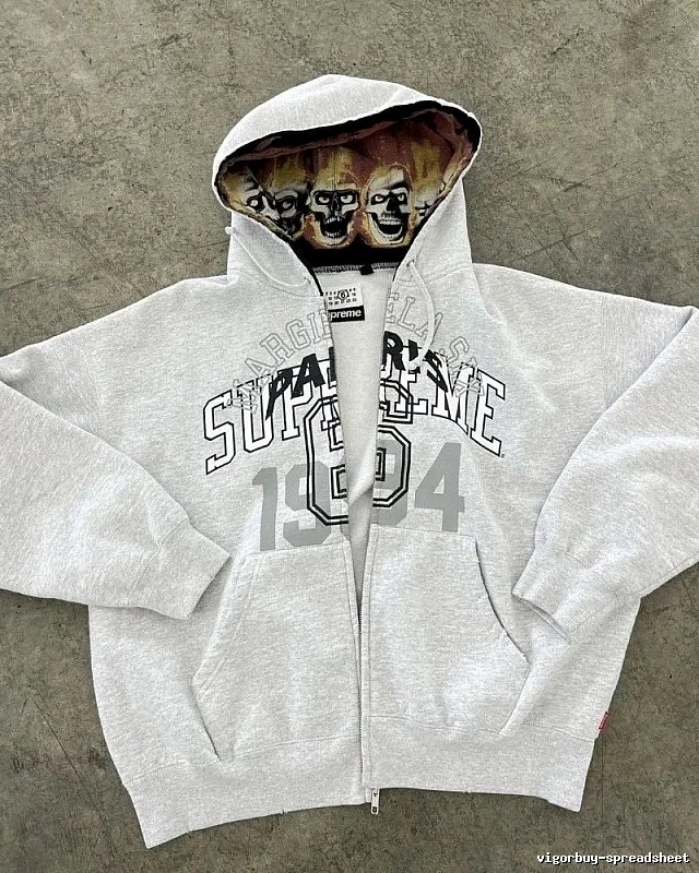 Supreme Light Gray Zip Hoodie Daily Styling