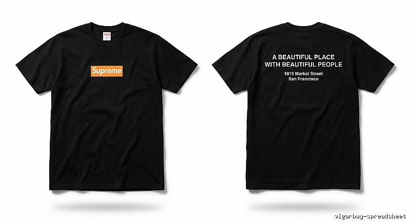 Supreme orange printed trendy and cool short-sleeved shirt