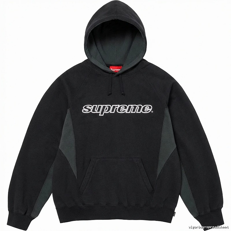 Supreme patchwork-style black hoodie