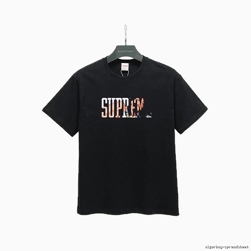 Supreme Portrait Print Street Style Black T-Shirt