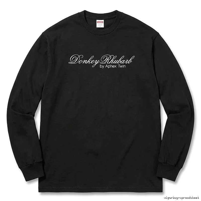 Supreme Print Retro Style Black Long-sleeve Shirt