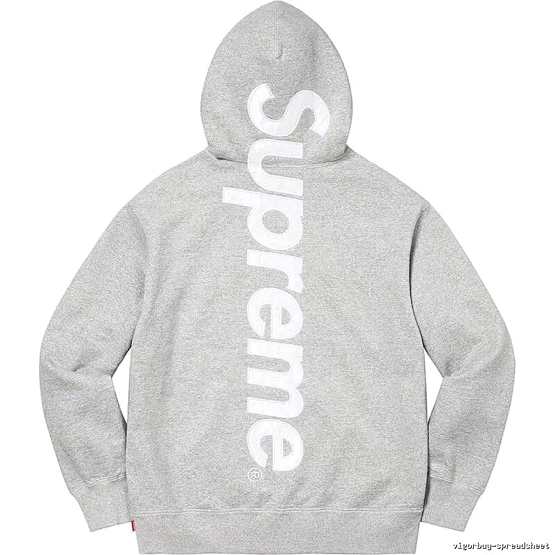 Supreme Relaxed Logo hoodie Gray Red Oversized with Designer-Inspired Detail
