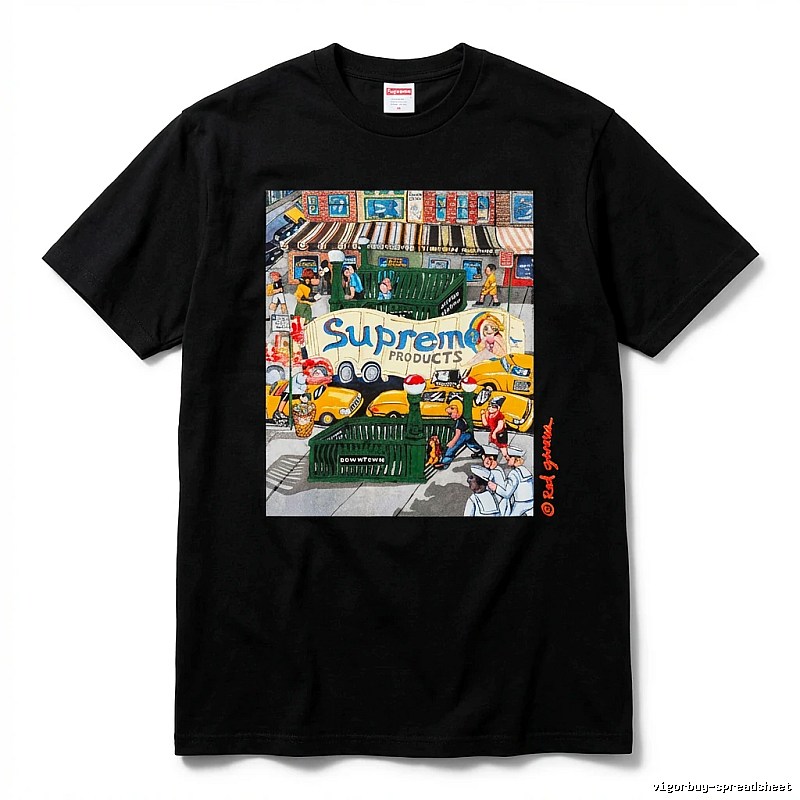Supreme street-style black T-shirt