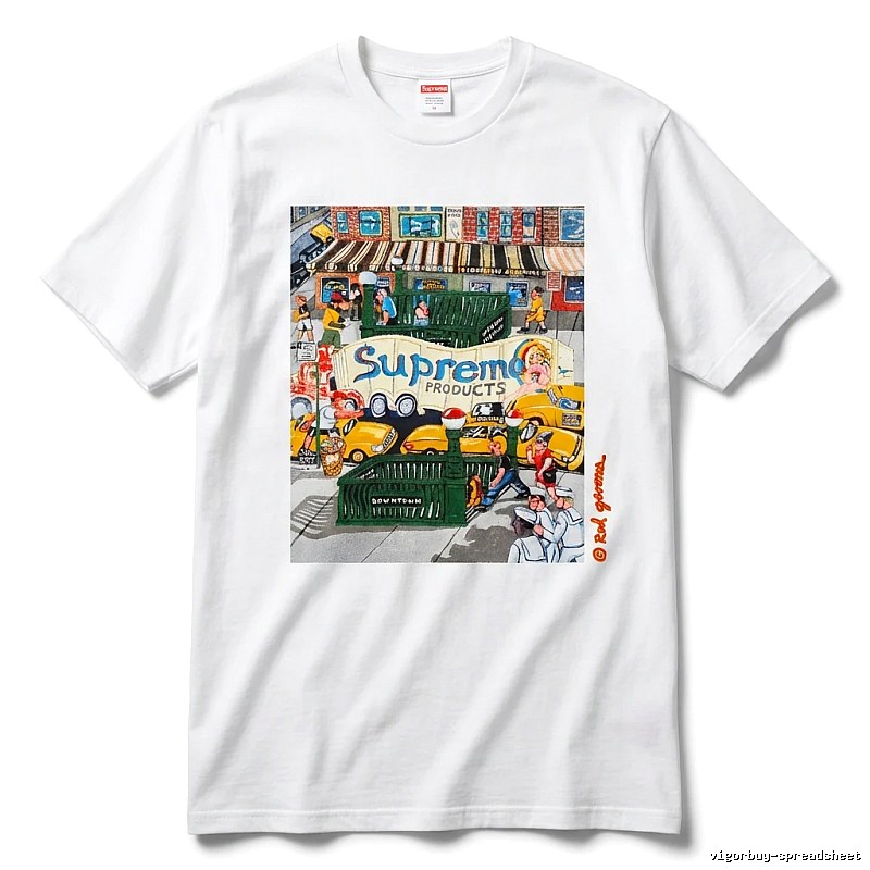 Supreme street style white T-shirt