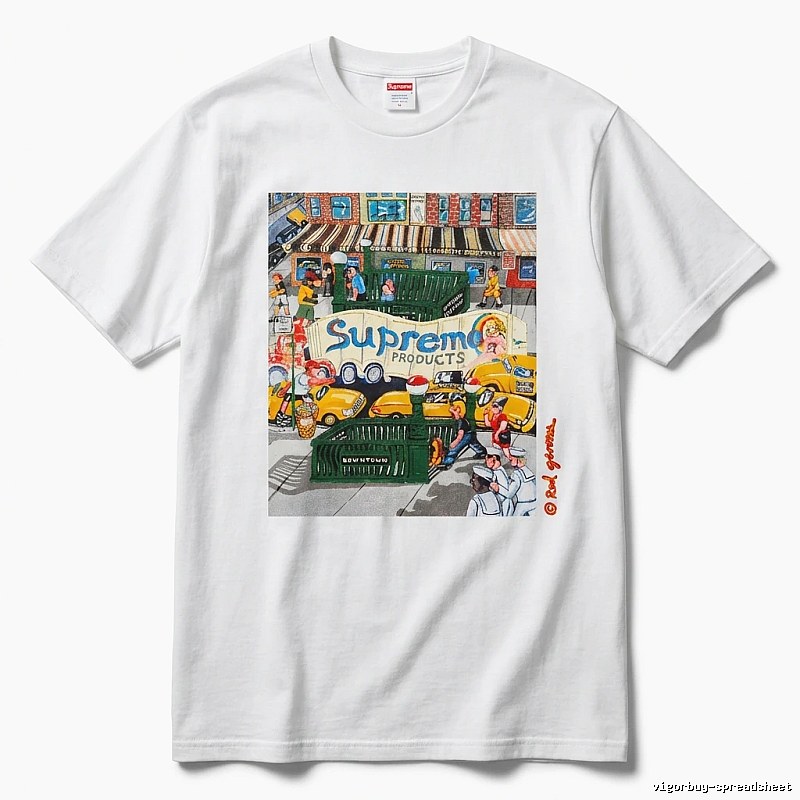 Supreme street style white T-shirt
