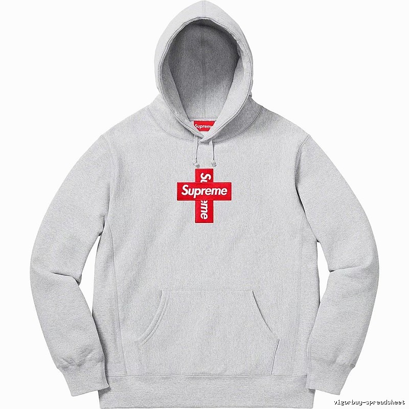 Supreme Streetwear Logo hoodie Gray Red Oversized with Logo Accent