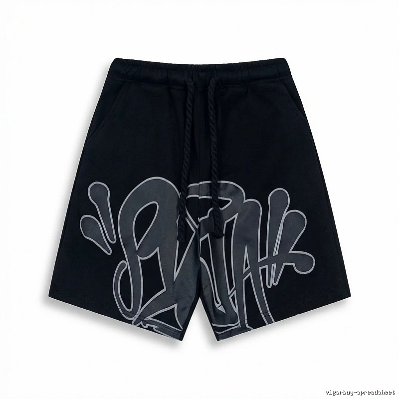 SynaWorld Graffiti-style Black Shorts